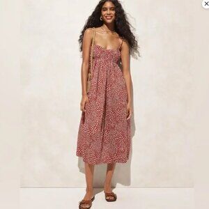 J. CREW EMPIRE WAISST STRAWBERRY PRINT MIDI  100% COTTON DRESS EUC